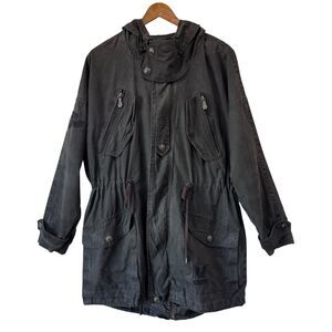 Vintage Buckaroo Parka Jacket Grunge Goth Fish Tail Hoodie Pockets Charcoal Lrg
